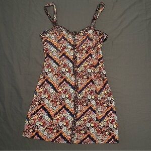 Floral Print Dress with Button and Ruffle Details